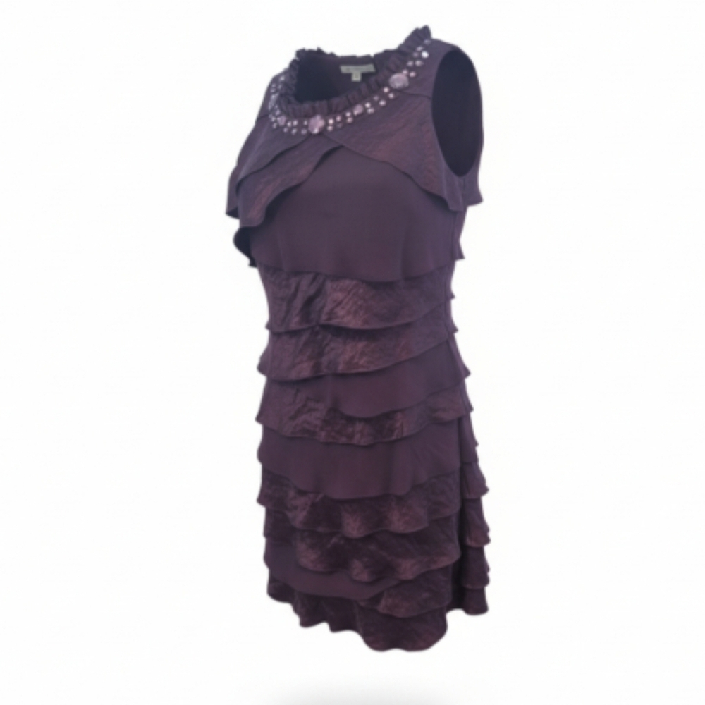 S.L. Fashions Soze 12 Elegant Purple Tiered Dress